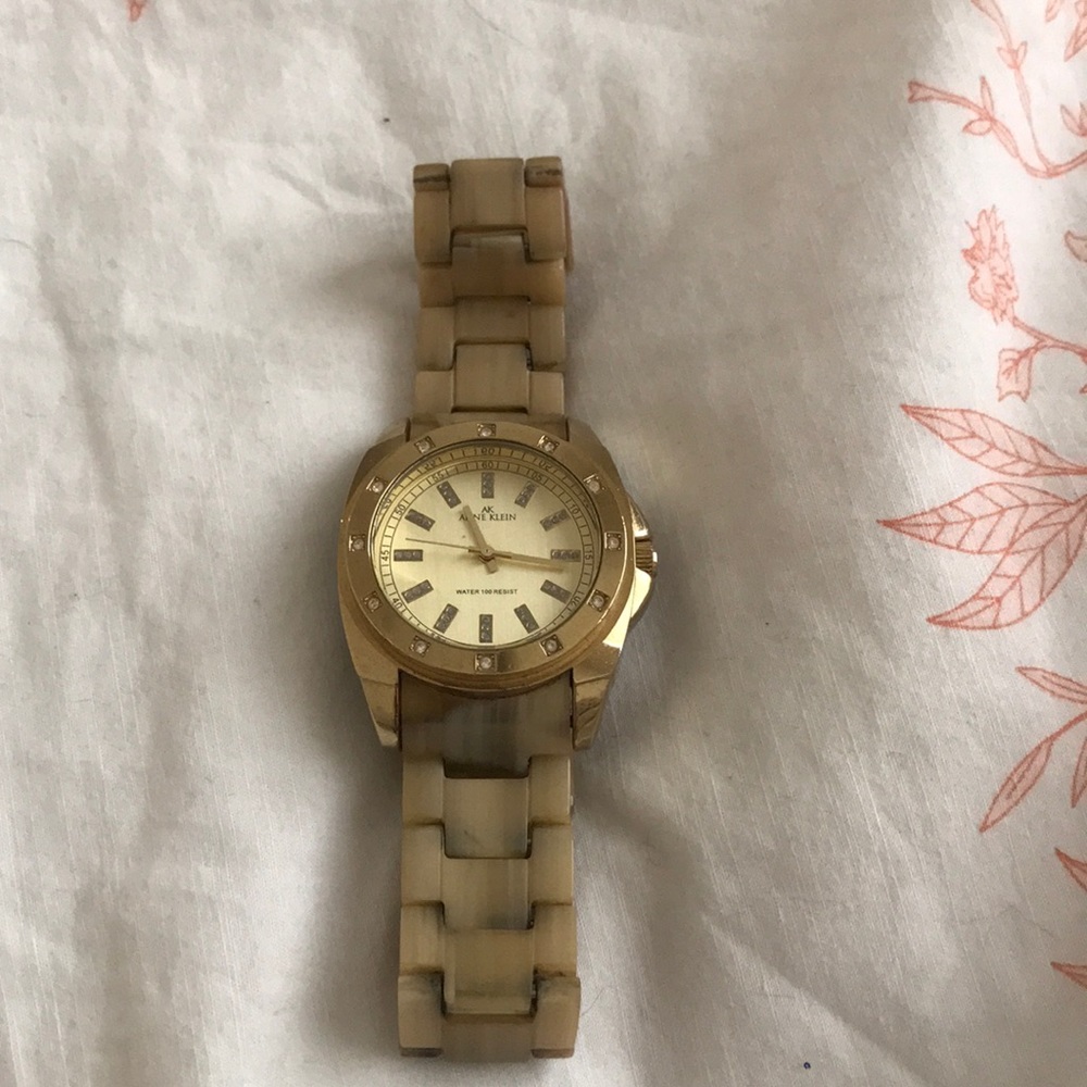 Gold and cream Anne Klein watch